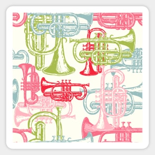 Pink Cornets Repeat Pattern Sticker